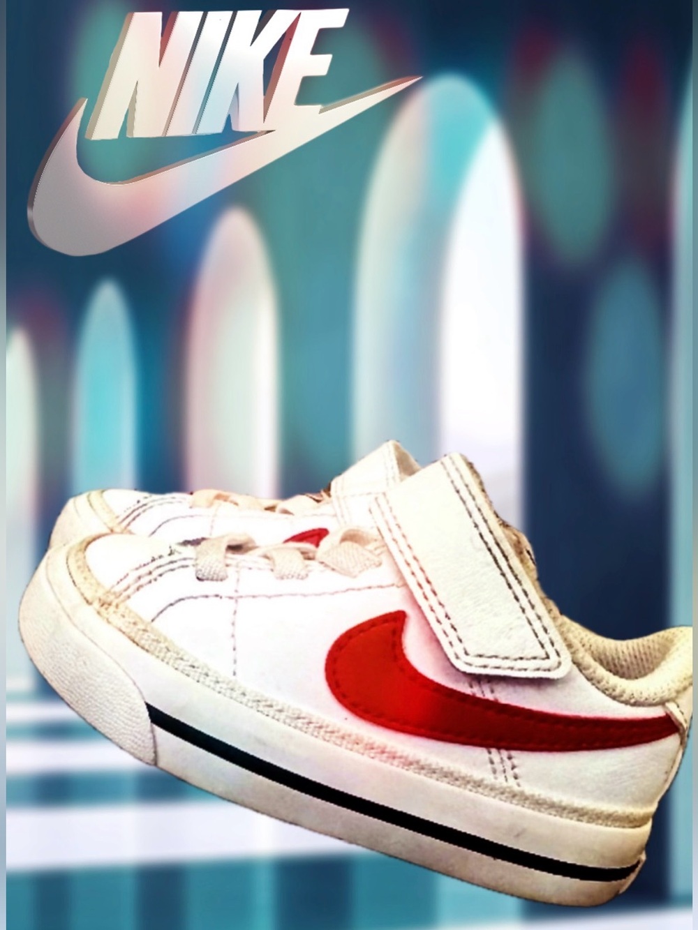 Nike Kids White and Red Sneakers